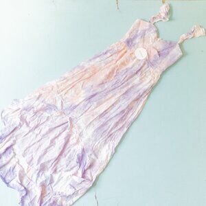 NEW Storia Pink Purple Tie Dye Sleeveless High Low Midi Dress Size Small